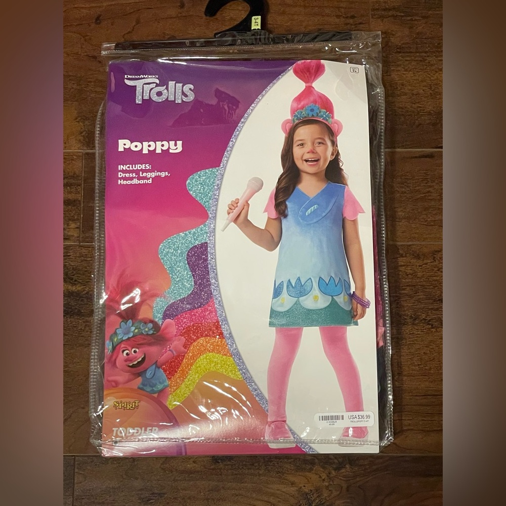DreamWorks Trolls World Tour Poppy Costume Toddler 3T -4T Spirit Halloween NWT